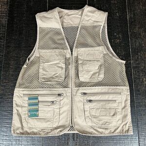 Kedera Men's Sz Medium Safari Fishing Vest Khaki Outdoor Mesh Journalist's Vest